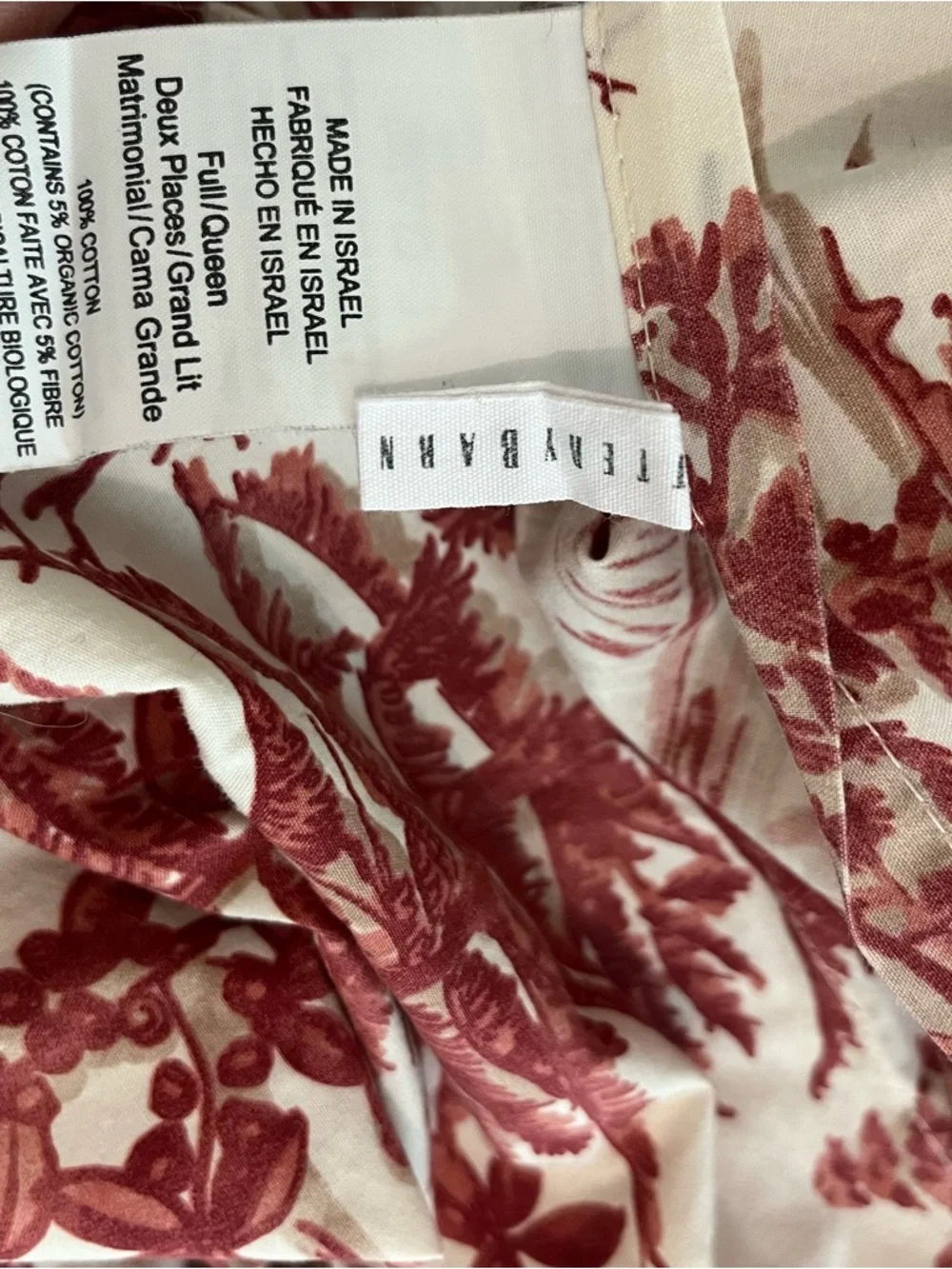 Pottery Barn Duvet Cover Red Alpine Toile Queen Cotton Woodsy Deer Cabin Charm